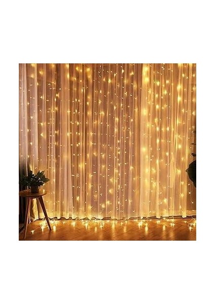 3x3 Metre LED Işık Perdesi - Günışığı (Sıcak Beyaz) Renkli USB Girişli Kancalı Lüks Peri LED (Karton Kutulu) fiyatları