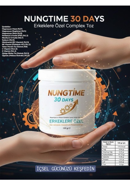 Nungtime Komplex Mineral,magnezyum,vitamin,kolajen Erkek Için 100 gr Takviye Edici Gıda