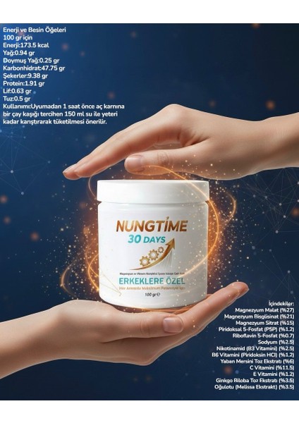 Nungtime Komplex Mineral,magnezyum,vitamin,kolajen Erkek Için 100 gr Takviye Edici Gıda fiyatları