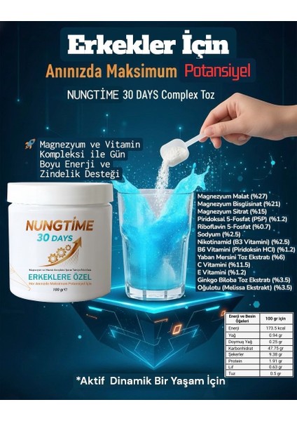 Nungtime Komplex Mineral,magnezyum,vitamin,kolajen Erkek Için 100 gr Takviye Edici Gıda fırsatları