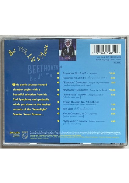 Beethoven At Bedtime, A Gentle Prelude To Sleep CD (Orijinal 1995 Dönem Baskı Cd) fiyatları