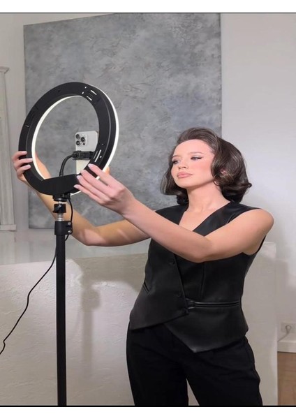 10 Inç LED Ring Light 26 cm Youtuber Makyaj Selfie Video Işığı 2.1m Tripodlu Telefon Tutucu