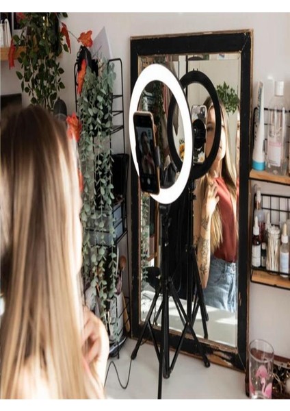 10 Inç LED Ring Light 26 cm Youtuber Makyaj Selfie Video Işığı 2.1m Tripodlu Telefon Tutucu fiyatları