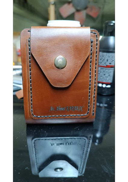 Crazy Horse Doğal Dana Derisi El Yapımı Kartlık & Cüzdan Lazer Baskı Isimli Premium Seri