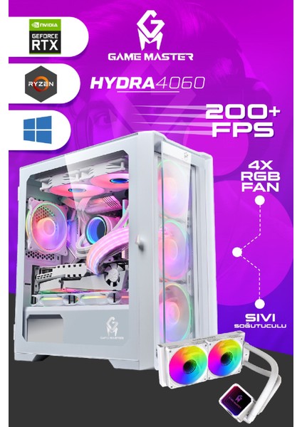 Hydra 4060 Ryzen 5 5600 Cpu 16GB 3200MHZ Ram 1tb Nvme M.2 SSD RTX4060 Sıvı Soğutuculu Gaming Pc