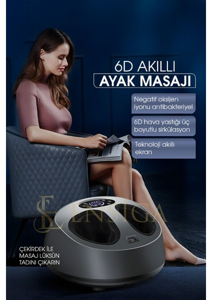 Hava Yastıklı - Kumandalı - 6d Ayak Masaj Makinesi - Yoğurma Sıcak Kompres Tam Sarılı Ayak Masajı