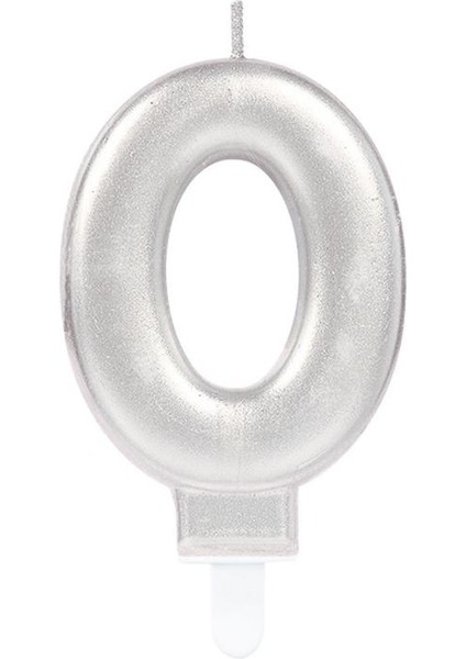 Gümüş Renkte "0" Rakamı Mum