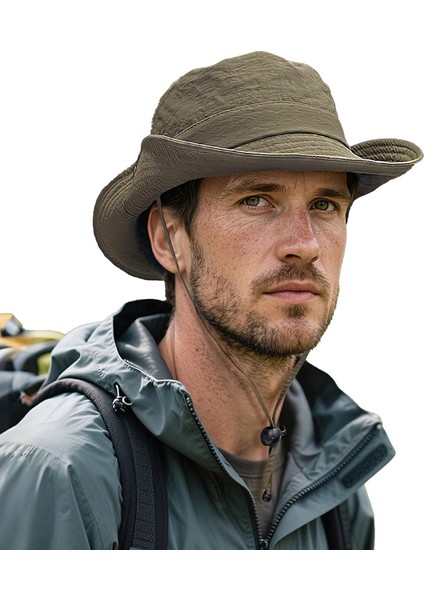 Yazlık Katlanabilir Geniş Siperlikli Haki Safari Kovboy Şapkası Unisex Fötr Bucket Balıkçı Şapka fiyatları