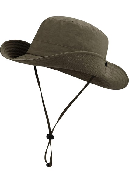 Yazlık Katlanabilir Geniş Siperlikli Haki Safari Kovboy Şapkası Unisex Fötr Bucket Balıkçı Şapka modelleri