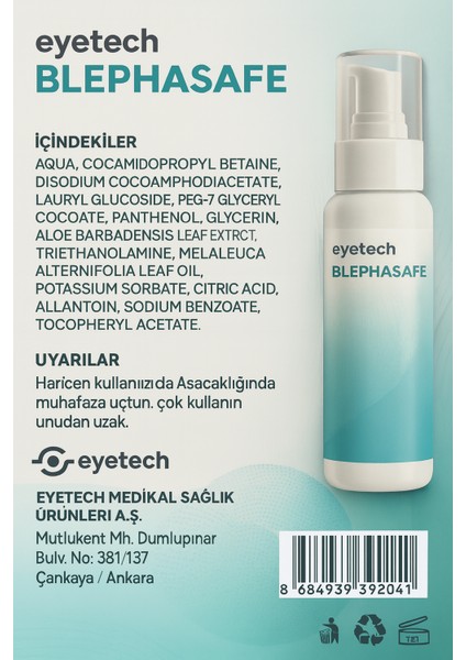 Blephasafe Kirpik , Göz Çevresi ve Yüz Temizleme Köpüğü fiyatları