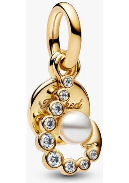 S925 Ayar Gold Renk Gün Doğumu Madalyon Charm