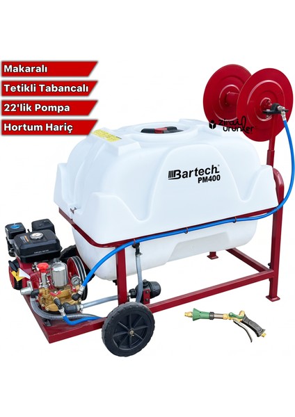 PM400 Ilaçlama Tankı Tetikli Tabanca 400LT 22 Lik Pompa Hortumsuz