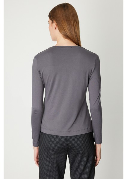 On Metal Aksesuarlı Sıfır Yaka Basic Bluz 61303 fırsatları