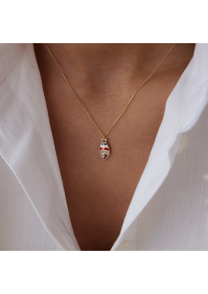 Fortuna Taşlı Balık Kolye