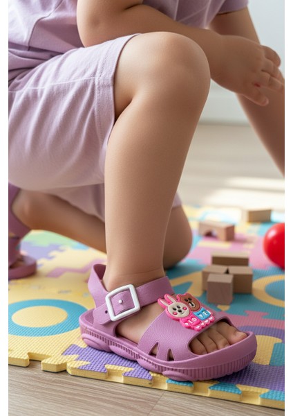 Uzero Çocuk Terlik Sandalet Kaydırmaz Tabanlı Hayvan Resimli Kreş Havuz Günlük Ayakkabı fırsatları