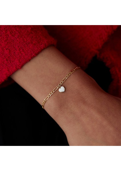 Beyaz Mineli Kalp Charm Bileklik fiyatları