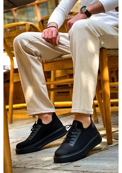 Nrzsnt KB-116 Kuback Siyah Siyah Taban Bağcıklı Triko Günlük Erkek Ayakkabı Kömür (Numara: 42)