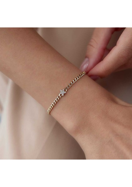 Gurmet Zincire Taşlı Yıldız Bileklik