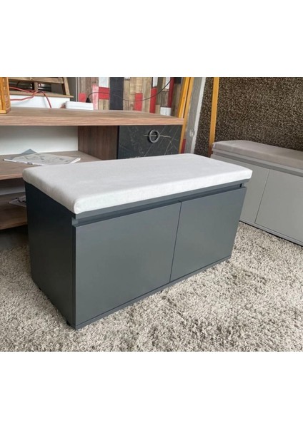 Modern Kapaklı Ayakkabılık L Üstü Puf Ayakkabılık L Çok Amaçlı Dolap