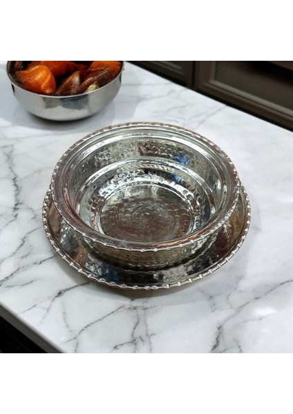 Bakır Tabak Kase Çorba Beyran Kelle Paça Sunum Ikram Tabaklı Kase Servis Tabağı