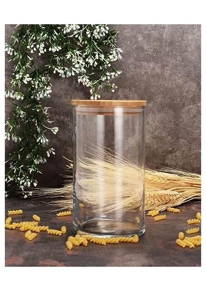 43463 Bamboo Ahşap Kapaklı Cam Kavanoz, Şeffaf, 1.48 Litre modelleri
