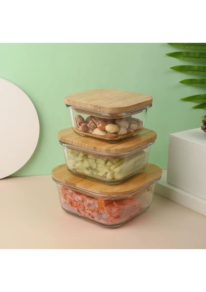 Bambu Kapaklı Vakumlu Cam Saklama Kabı Seti - Yuvarlak, Kare ve Dikdörtgen Gıda Saklama Kabı - Hava Geçirmez Kahvaltılık ve Mutfak Düzeni Için Cam Doğal Ahşap Kapaklı (Kare, 525 Ml) modelleri