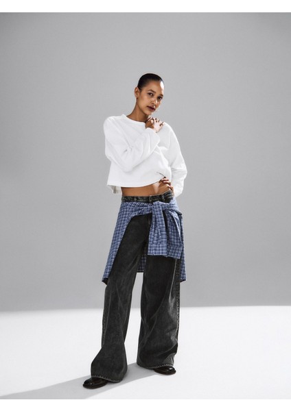 Kadın Siyah Mid Rise Ultrasoft Baggy Jean Pantolon fiyatları