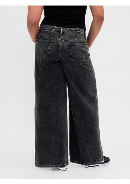 Kadın Siyah Mid Rise Ultrasoft Baggy Jean Pantolon fırsatları