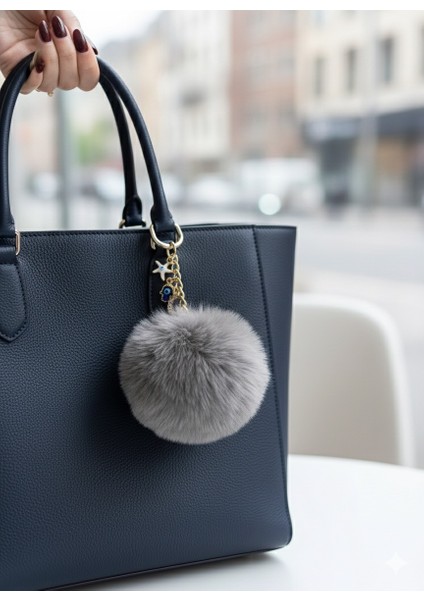 Peluş Pofuduk Ponpon Puf Füme Tüylü Üçlü Charm Ev Ofis Araba Telefon Cüzdan Çanta Anahtarlık fiyatları
