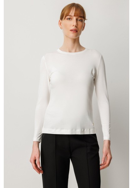 On Metal Aksesuarlı Sıfır Yaka Basic Bluz 61303