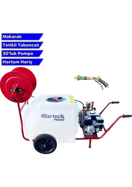 PM200 Ilaçlama Tankı Tetikli Tabanca 200LT 30 Luk Pompa Hortumsuz