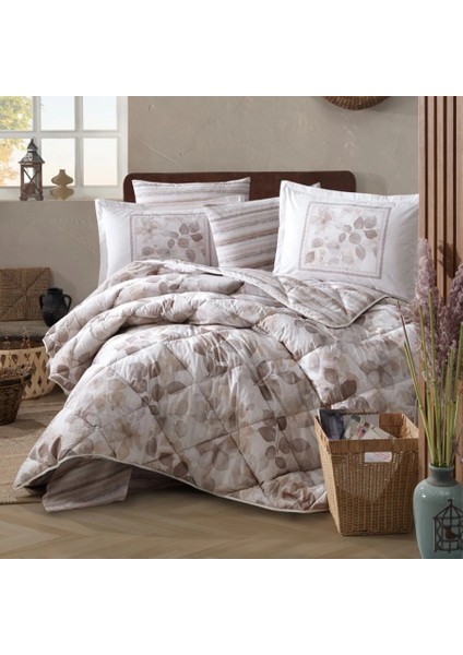 Ranforce %100 Pamuk Tek Kişilik Yorgan Seti Semeran V1 Bej