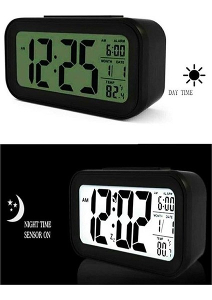 Işıklı Dereceli Masa Ofis Saati Alarmlı Termometre Takvim Çalar Saat - MK001R-4OAKN1 fırsatları