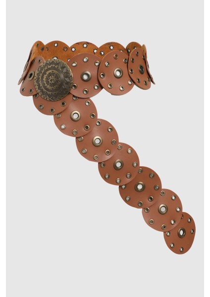 Boho Tarz Yuvarlak Halkalı Deri Kadın Kemer, Vintage Etnik Tasarım fırsatları