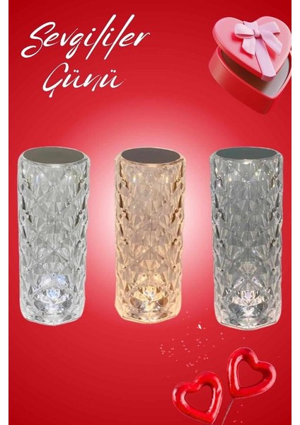 Sevgililer Günü Için Hediye Kristal Lamba Sevgiliye Hediye USB Şarjlı Gece Lam - MK001R-4OE1Q indirimleri