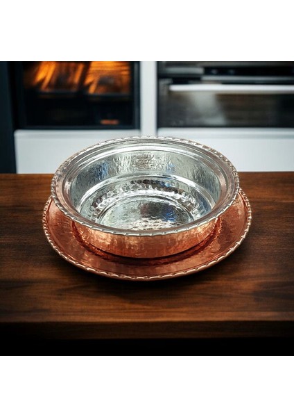 Bakır Tabak Kase Çorba Beyran Kelle Paça Sunum Ikram Tabaklı Kase Servis Tabağı