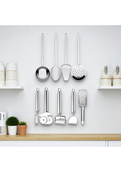 Mutfak Için Çok Amaçlı Kepçe Kevgir Seti, Tamamlayıcı Bütünleştirici Çatal Kaşık Çelik Set