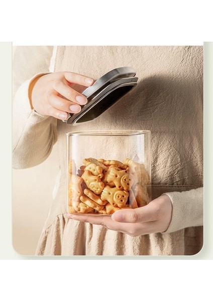 450ML Sızdırmaz Vakumlu Metal Kapaklı Borosilikat Cam Kavanoz - Hava Geçirmez & Dayanıklı Gıda Saklama Kabı (10CM x 10CM) modelleri