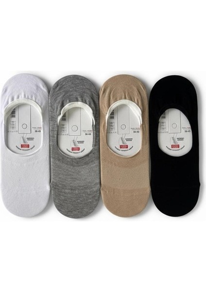 Babet Kadın Görünmez Çorap Karışık Renkli – Kaydırmaz Silikonlu, Nefes Alan Babet