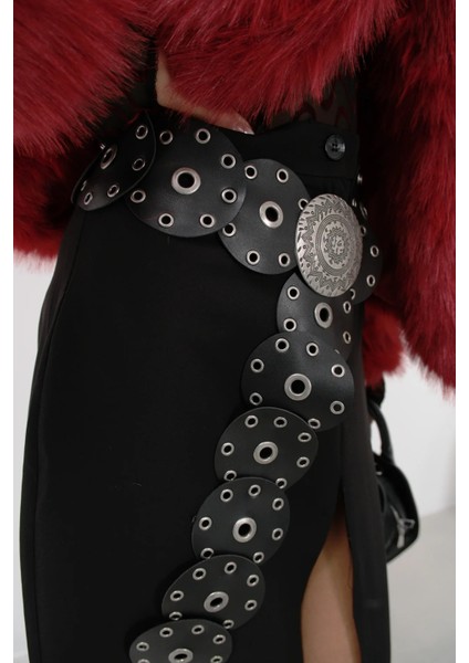 Boho Tarz Yuvarlak Halkalı Deri Kadın Kemer, Vintage Etnik Tasarım fiyatları