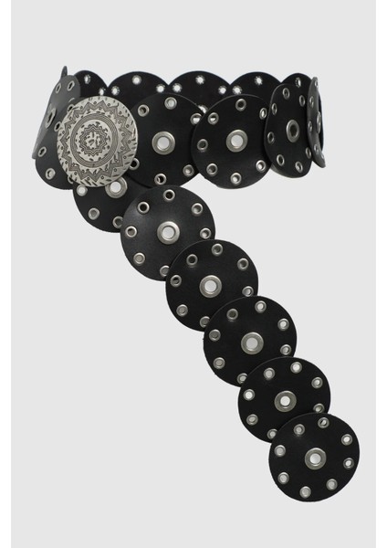 Boho Tarz Yuvarlak Halkalı Deri Kadın Kemer, Vintage Etnik Tasarım fırsatları