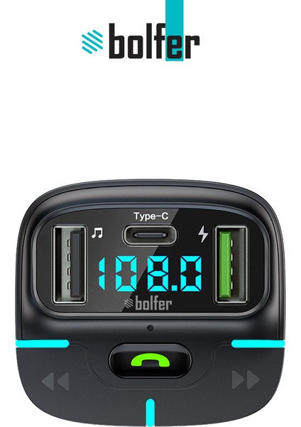 Araç Içi Şarj Cihazı Çakmaklık Pd Girişli Fm Transmitter Bluetooth USB Type-C Hızlı Şarj Çıkışlı FM02 fırsatları