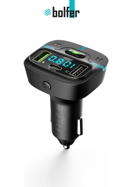 Araç Içi Şarj Cihazı Çakmaklık Pd Girişli Fm Transmitter Bluetooth USB Type-C Hızlı Şarj Çıkışlı FM02 indirimleri