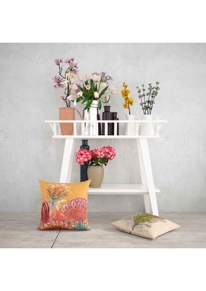 Tropikal Bitki Desenli Dijital Baskı Çift Taraf Desenli 2'li Kare Yastık Kırlent Kılıfı fiyatları