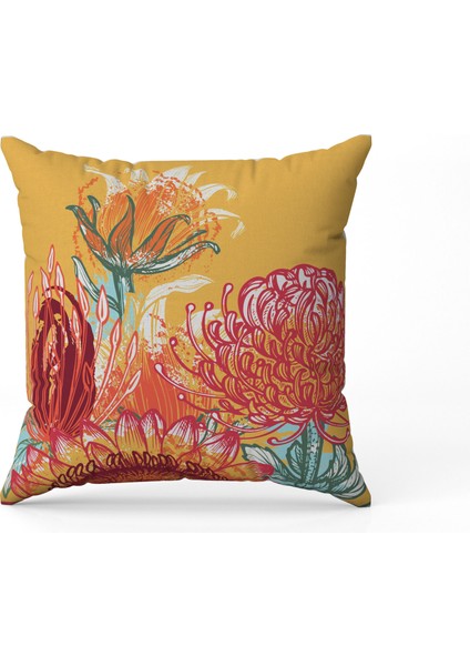 Tropikal Bitki Desenli Dijital Baskı Çift Taraf Desenli 2'li Kare Yastık Kırlent Kılıfı modelleri