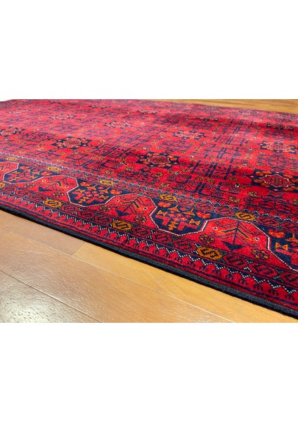 El Dokuma Afgan Halı Ince Dokuma Yıldız Desenli Bordo Renk 2 Metre Kare modelleri