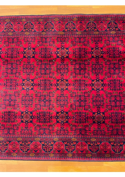El Dokuma Afgan Halı Ince Dokuma Yıldız Desenli Bordo Renk 2 Metre Kare fırsatları