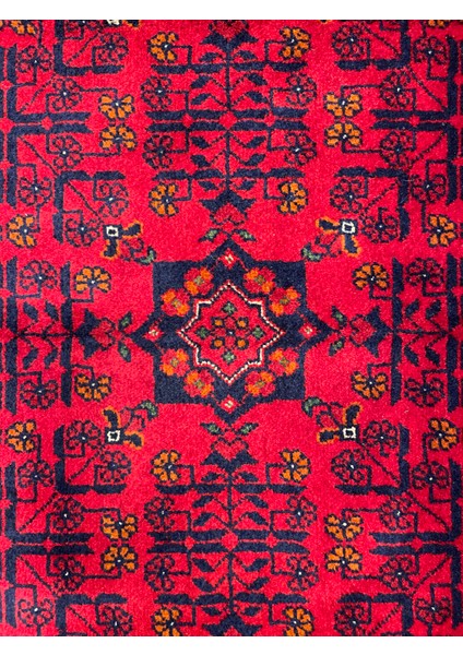 El Dokuma Afgan Halı Ince Dokuma Yıldız Desenli Bordo Renk 2 Metre Kare indirimleri
