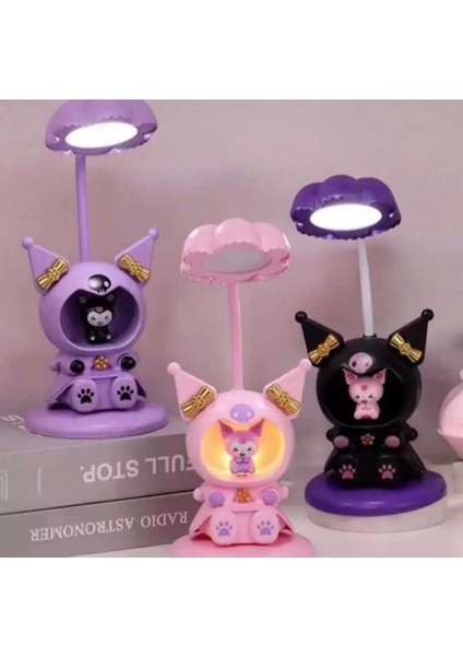 Sevimli Karakterler Kalem Tıraşlı LED Işıklı Gece ve Masa Lambası(Pembe-Siyah-Mor)