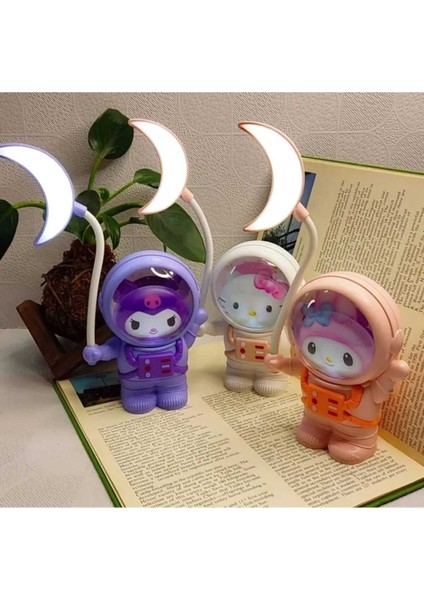 Sevimli Karikatür Göz Korumalı USB Gece Lambası (Beyaz-Pembe-Mor)